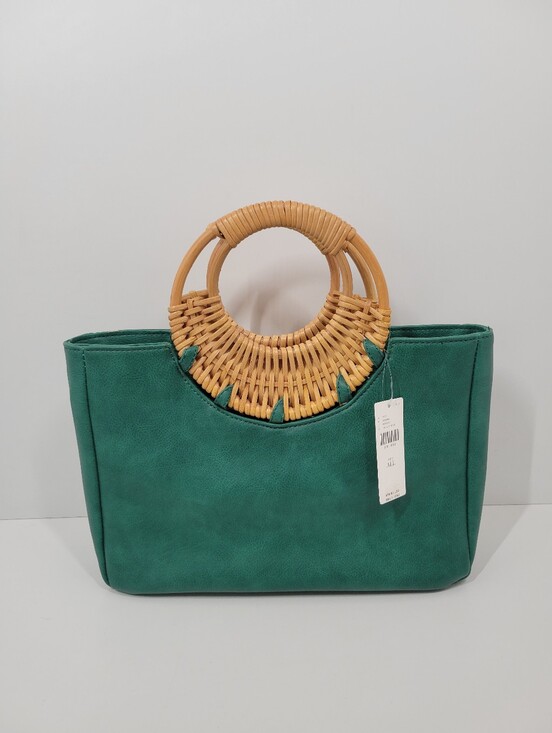 Anthropologie Handbags - Anthropologie Marianne Green Faux Leather Bamboo Handle Crossbody Purse Bag NWT*